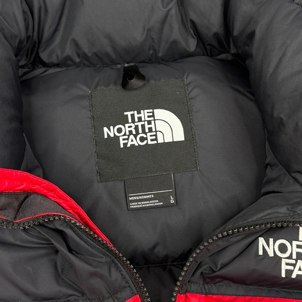 The North Face Nuptse 700 Down Puffer Vest Mens Large Red Black Colorblock